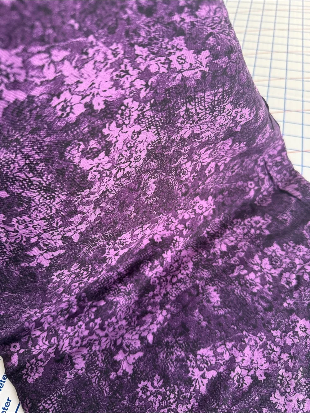 Vintage California Fashions Purple Floral Drapey Rayon-Like Fabric 3 Yds x 48